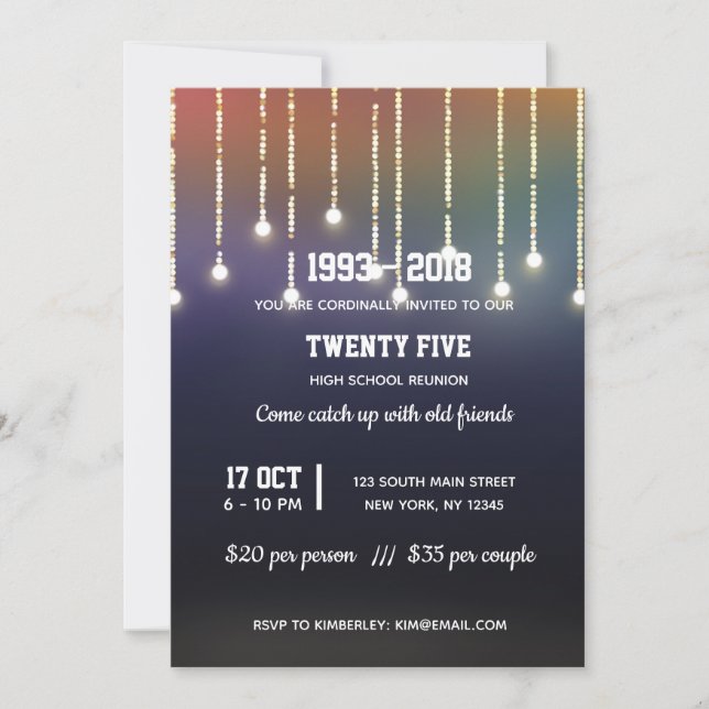 Modern string lights invitation (Front)