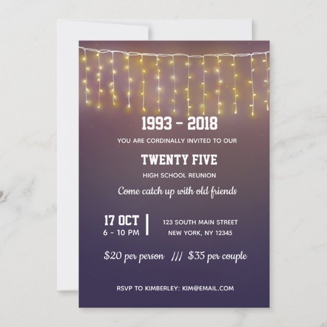 Modern string lights invitation (Front)