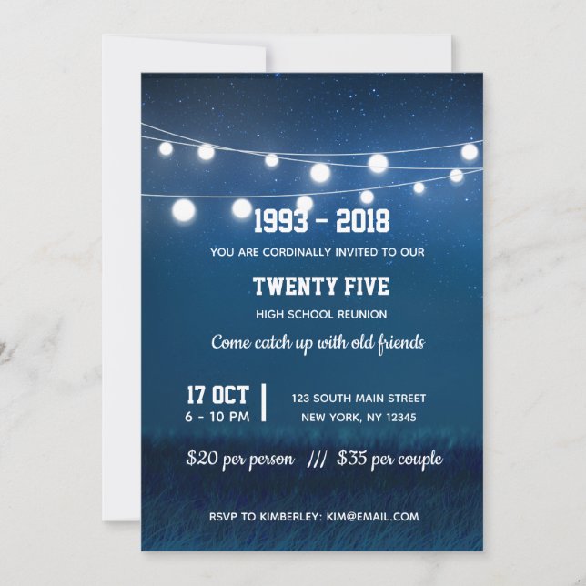 Modern string lights invitation (Front)