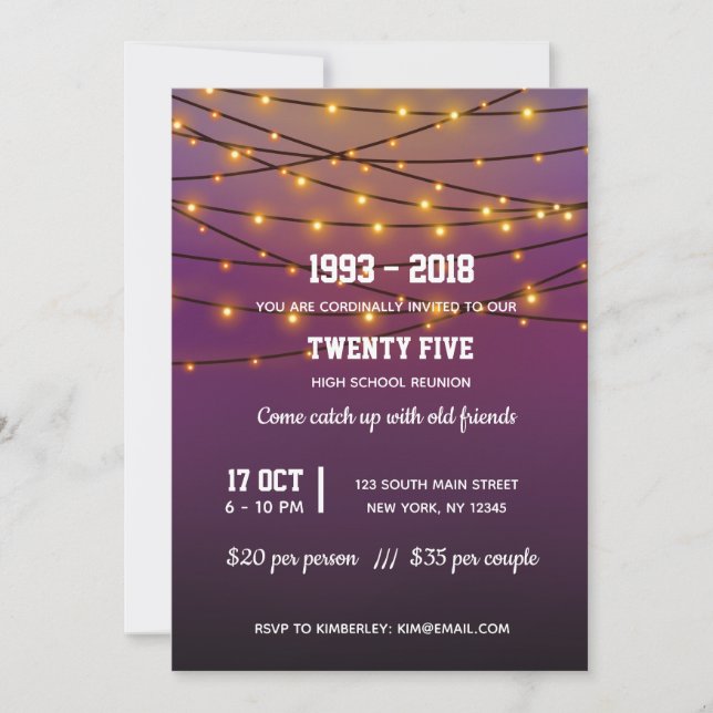 Modern string lights invitation (Front)