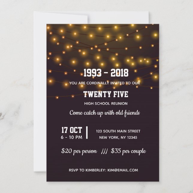 Modern string lights invitation (Front)