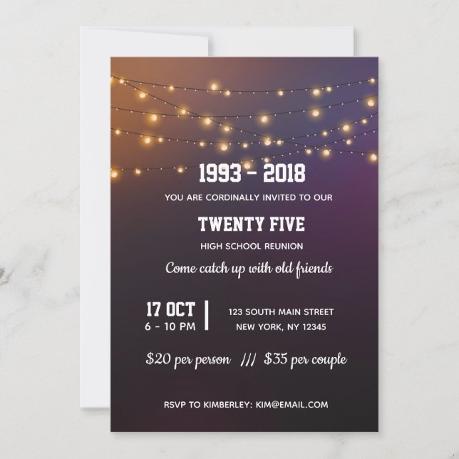 Modern string lights invitation (Front)