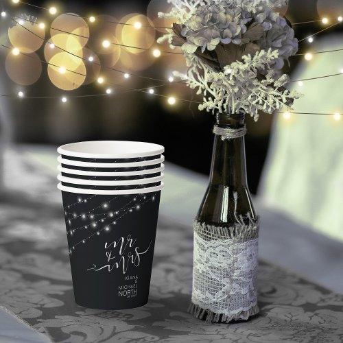 Modern String Lights Mr and Mrs BW ID585 Paper Cups