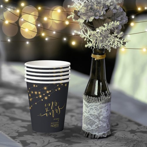 Modern String Lights Mr and Mrs Gold ID585 Paper Cups