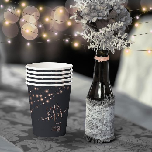 Modern String Lights Mr and Mrs Rose Gold ID585  Paper Cups