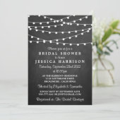 Modern String Lights On Chalkboard Bridal Shower Invitation (Standing Front)