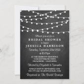 Modern String Lights On Chalkboard Bridal Shower Invitation (Front)