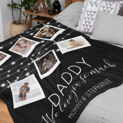 Modern String Lights Photo Collage Fleece Blanket