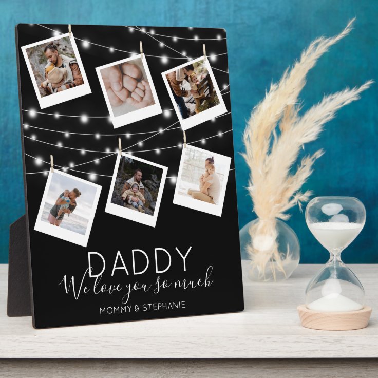 Modern String Lights Photo Collage Plaque | Zazzle