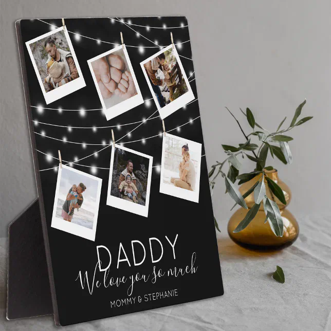 Modern String Lights Photo Collage Plaque | Zazzle