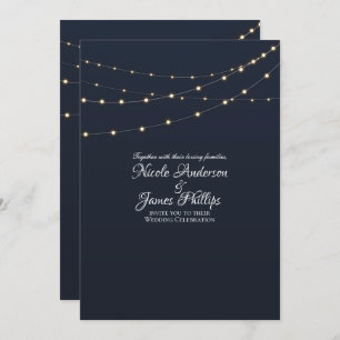 Modern String Lights Simple Rustic Minimal Wedding Invitation