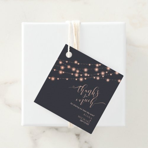 Modern String Lights Thanks Rose Gold ID585 Favor Tags