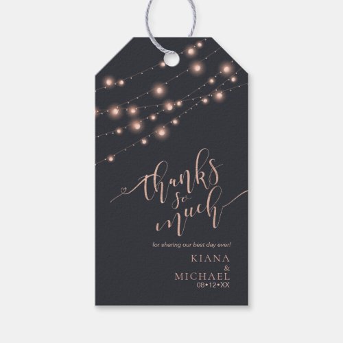 Modern String Lights Thanks Rose Gold ID585 Gift T Gift Tags