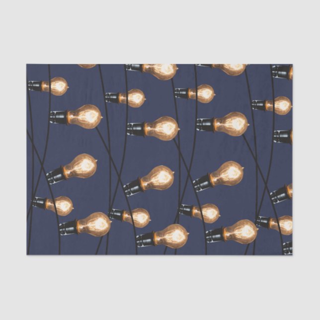 Modern String of Lights Edison Bulbs Tissue Paper (Front)