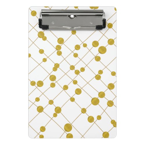 Modern string with gold foil beads pattern white mini clipboard