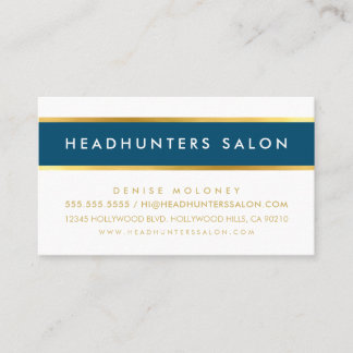 MODERN STRIP band simple stylish dark blue gold Business Card