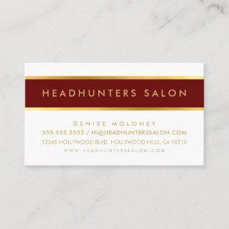 MODERN STRIP band simple stylish dark red gold Business Card