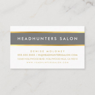 MODERN STRIP band simple stylish medium gray gold Business Card