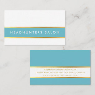 MODERN STRIP skinny band simple slick aqua gold Business Card