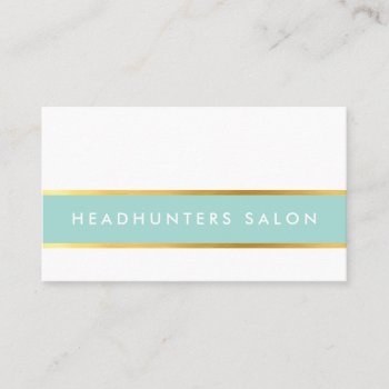 Modern Strip Skinny Band Simple Slick Mint Gold Business Card by edgeplus at Zazzle