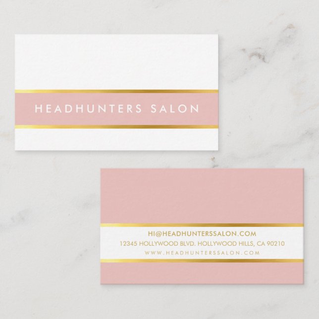 MODERN STRIP skinny band simple slick pink gold Business Card (Front/Back)