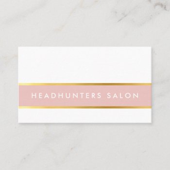 Modern Strip Skinny Band Simple Slick Pink Gold Business Card by edgeplus at Zazzle
