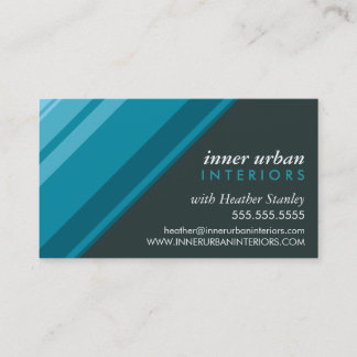 MODERN STRIPE bold fresh monochrome aqua grey Business Card