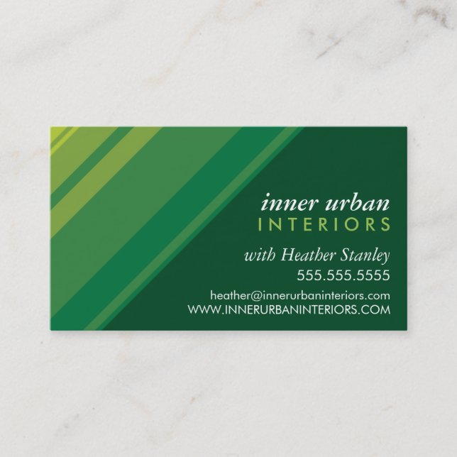 MODERN STRIPE bold fresh monochrome eco green Business Card (Front)