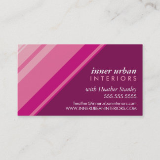 MODERN STRIPE bold fresh monochrome pink plum Business Card