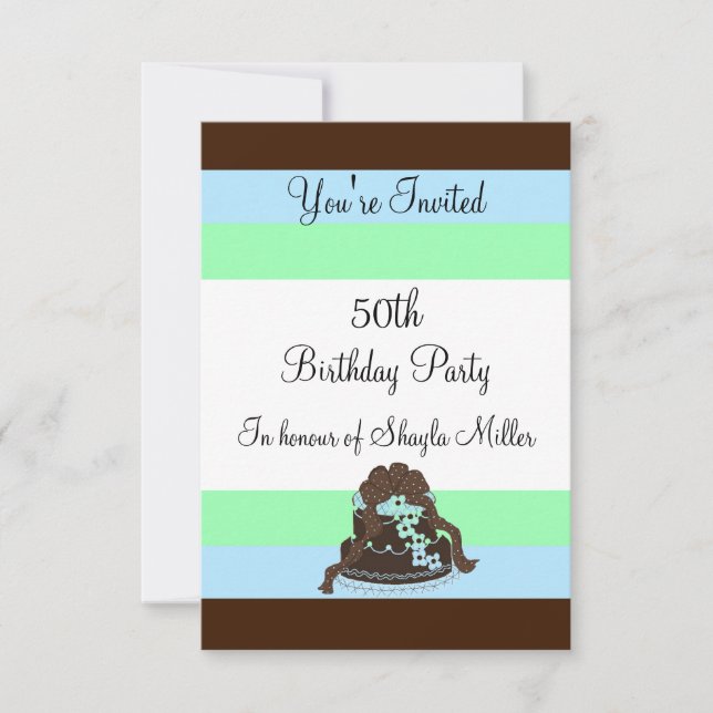 Modern Stripe Fiftieth Birthday Invitation (Front)