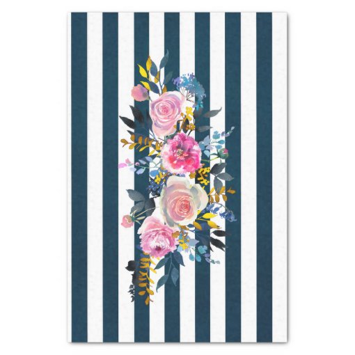 Modern Stripe Floral Pattern Tissue Paper Zazzle