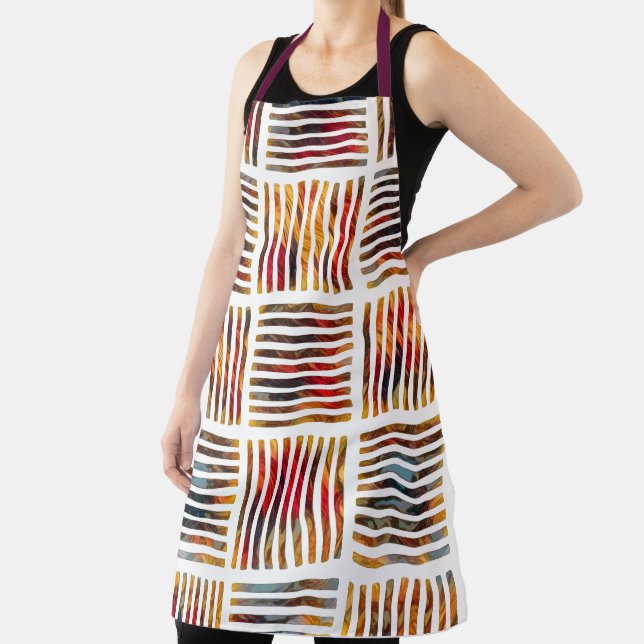 Modern Stripe Geometric Watercolor Pattern Apron (Insitu)
