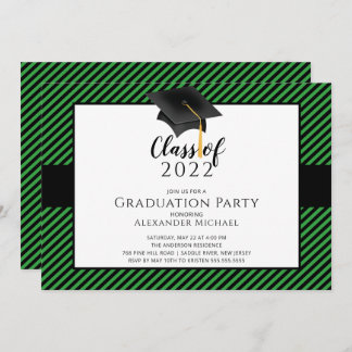 Modern Stripe Grad Cap Graduation Party Invitatio Invitation