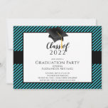 Modern Stripe Grad Cap Graduation Party  Invitatio Invitation at Zazzle