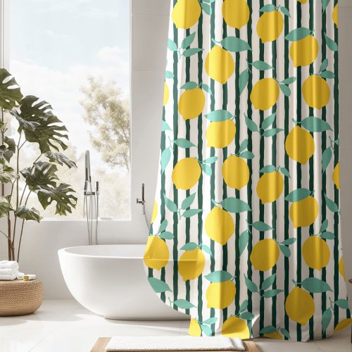 Modern Stripe Lemon Shower Curtain