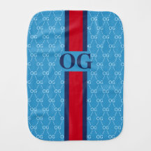 Modern Stripe Monogram w/ Designer Pattern Blue