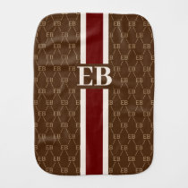 Monogram Initial Designer Pattern w/ Stripe Brown Passport Holder