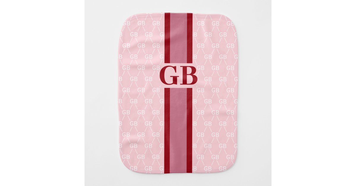 Modern Stripe Monogram W Designer Pattern Pink Baby Burp Cloth