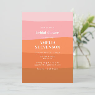 Modern Stripe Pink Orange Terracotta Bridal Shower Invitation