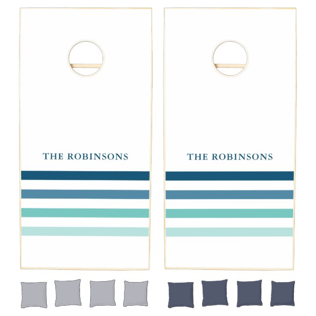 Modern Stripe Simple Typography Family Name Cornhole Set (Set)