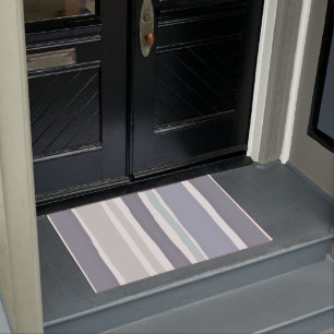 Modern stripe slate blue and gray doormat