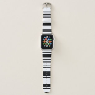 Modern Stripe White Black Apple Watch Band