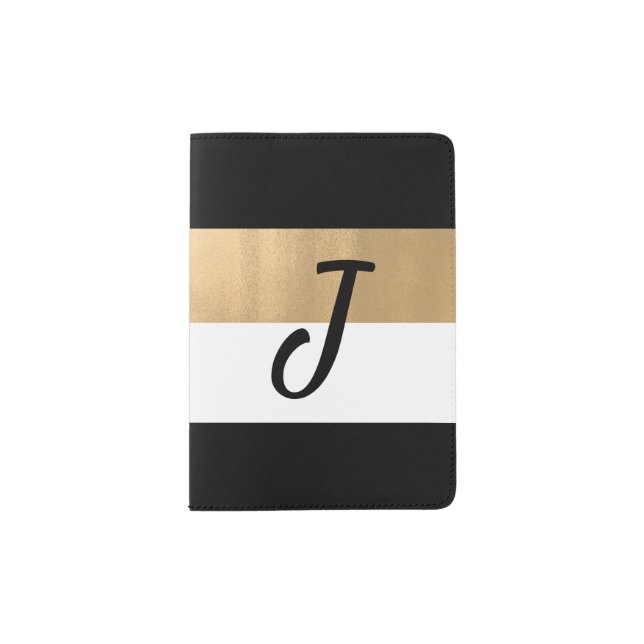 Modern Stripe with Monogram Passport Holder (Front)