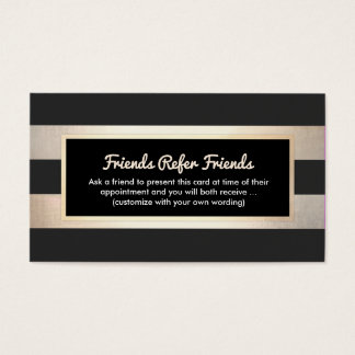 Modern Striped Black and FAUX Gold Foil Referral Business Card