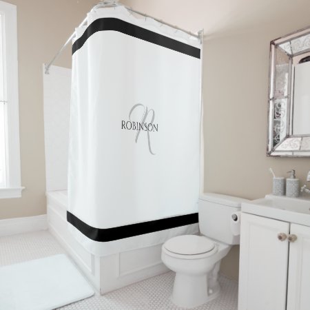 Modern Striped Black And White Shower Curtain