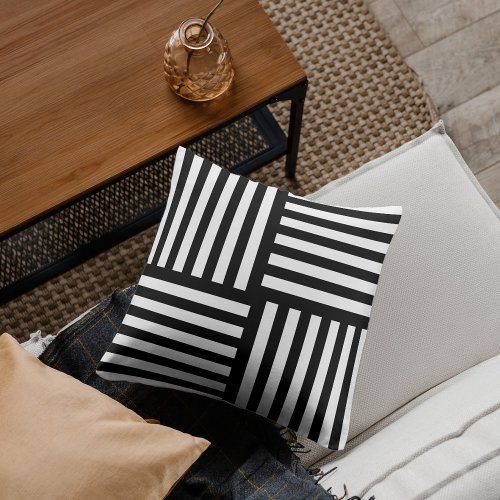 Modern Striped Black Throw Pillow Minimalist