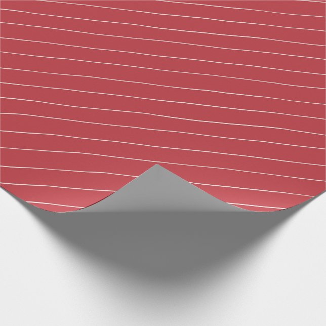 Modern striped Christmas Wrap in Red Berry Wrapping Paper (Corner)