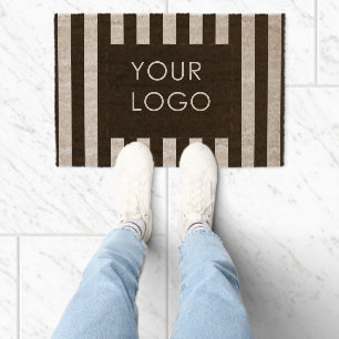 Modern Striped Custom Business Logo Coir Fiber Doormat