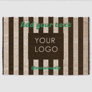 Modern Striped Custom Business Logo Coir Fiber Doormat