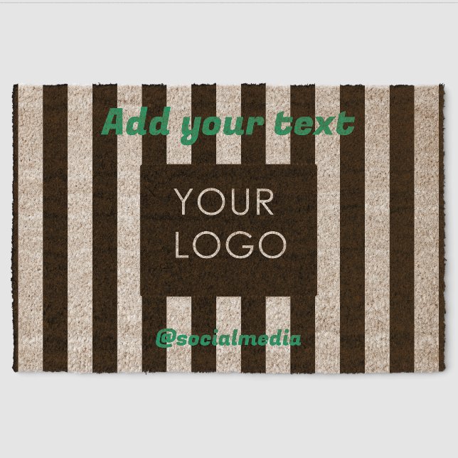 Modern Striped Custom Business Logo Coir Fiber Doormat (Front)